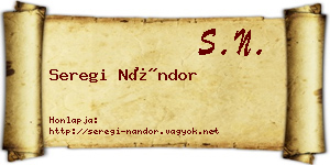 Seregi Nándor névjegykártya